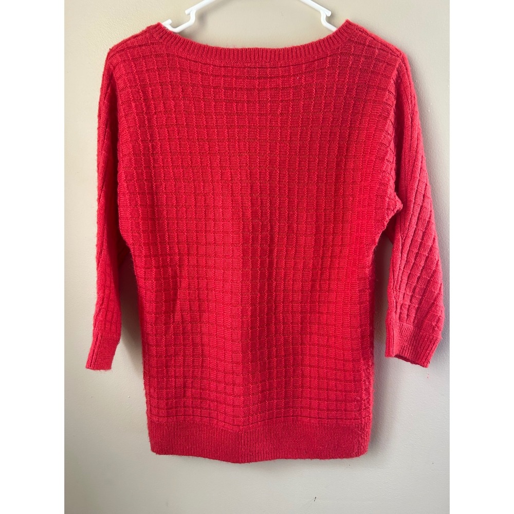 Ann Taylor Petite Red Textured Knit Sweater MP Wool Blend Cozy Holiday